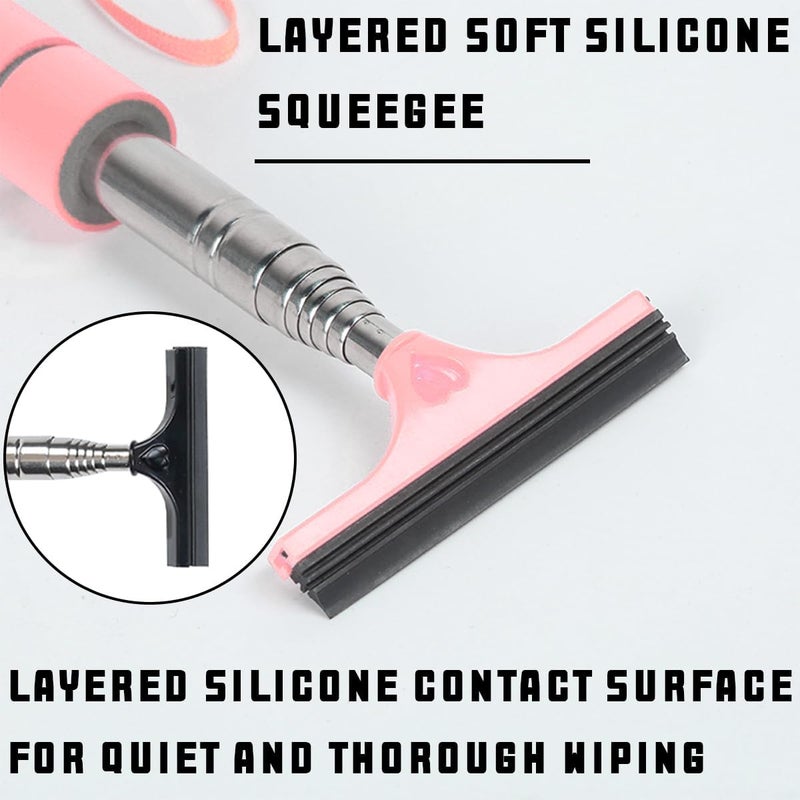 Bittwee 2PCS Car Side Mirror Squeegee, Retractable Auto Rearview Mirror Wiper, All-Purpose Window Squeegee for Cleaning Shower Glass Door, Vehicle Accessories Universal for SUV Truck RV（Black/Pink） - Image 3